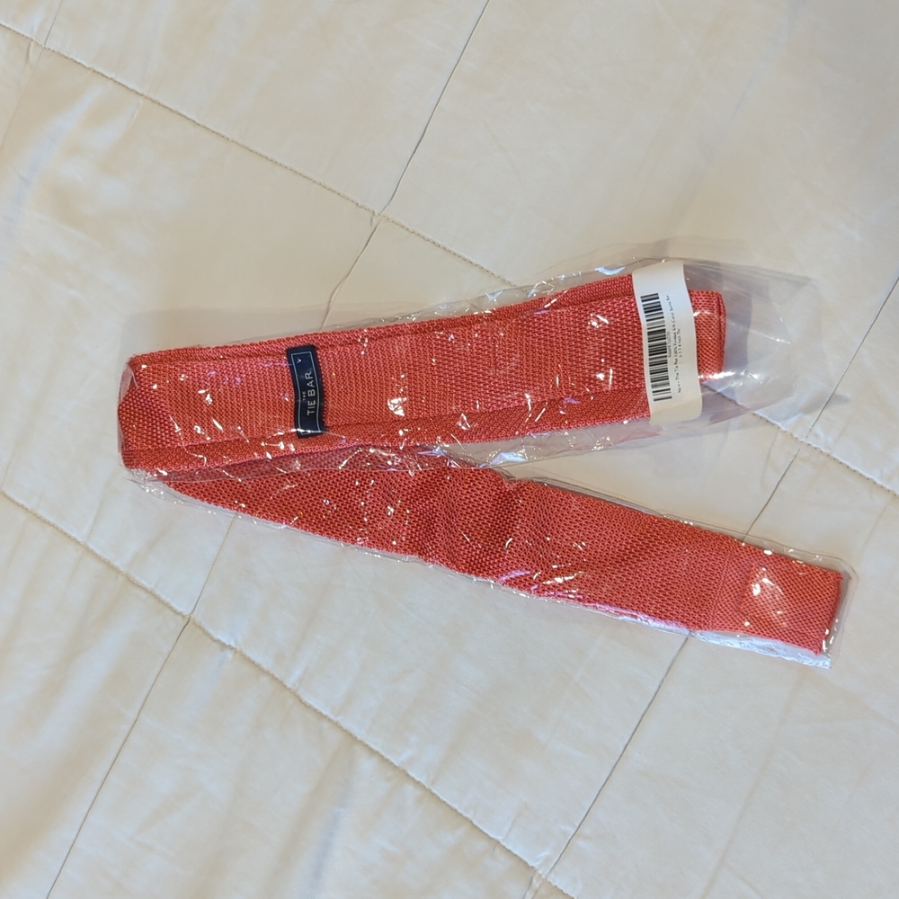 Bright Coral Knitted Tie
